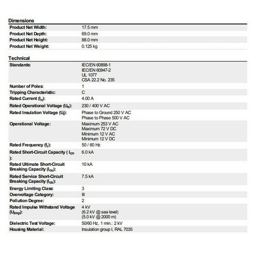 ABB S201 C4 1P MCB Leitungsschutzschalter Kurve C 4A 2CDS251001R0044 001656 - Bild 5 von 6