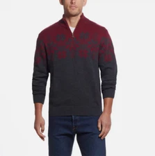 Weatherproof Vintage  1/4 Zip Holiday Sweater, Heavyweight(CABERNET, M )NWT