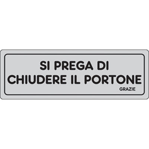 Targa segnaletica adesiva chiudere il portone vinile cm 15x5 (10 pezzi)