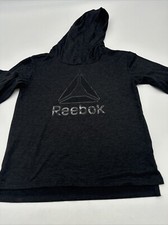 Reebok Hoodie Youth Boy Medium Gray Graphic Print Logo  10172