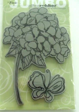 NEW SEALED Stampendous Jumbo Cling Rubber Stamp Set Hydrangea CRS5005 2pcs
