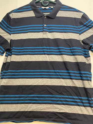 Calvin Klein polo shirt mens large short sleeve striped blue - Picture 4 of 6