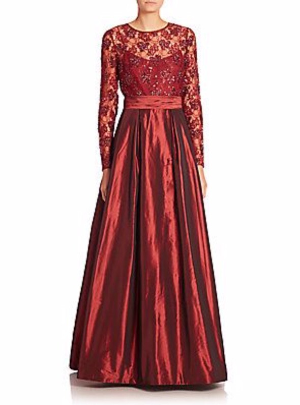 Teri Jon by Rickie Freeman Embellished A-Line Long Sleeve Gown Wine US 6 | eBay Teri Jon by Rickie Freeman Embellished A-Line Long Sleeve Gown Wine US 6 | eBay
