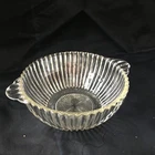 Anchor Hocking QUEEN MARY Vertical Ribbed Crystal Two-Handled Lug Soup Bowl
