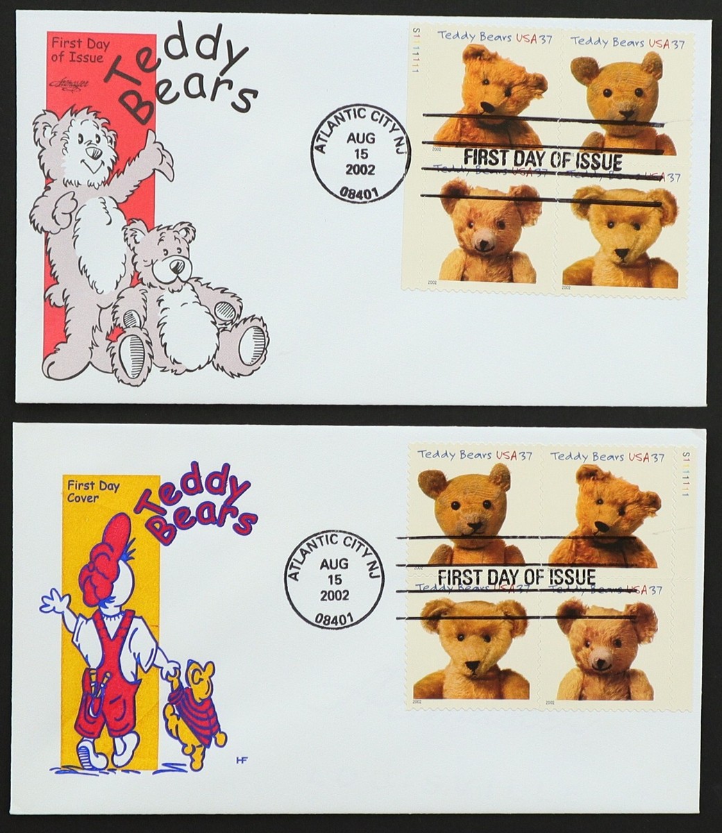 U.S. Used #3656a 37c Teddy Bears Lot of 2 First Day Covers (HF