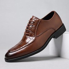 British Men's Lace Up Oxfords Dress Business Wedding Faux Leather Shoes Casual