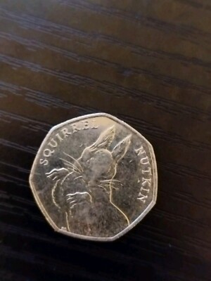 Seltene Eichhörnchen Nusshaut Beatrix Potter Peter Rabbit 50p Münze 2016