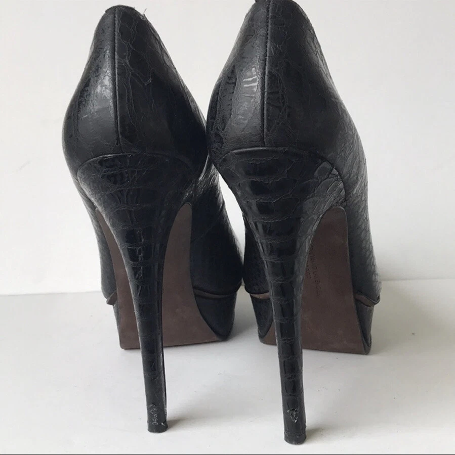 Vera Wang Etiqueta Lavanda Negro M Zoey Pitón Tacón 9 Foto 4 de 4