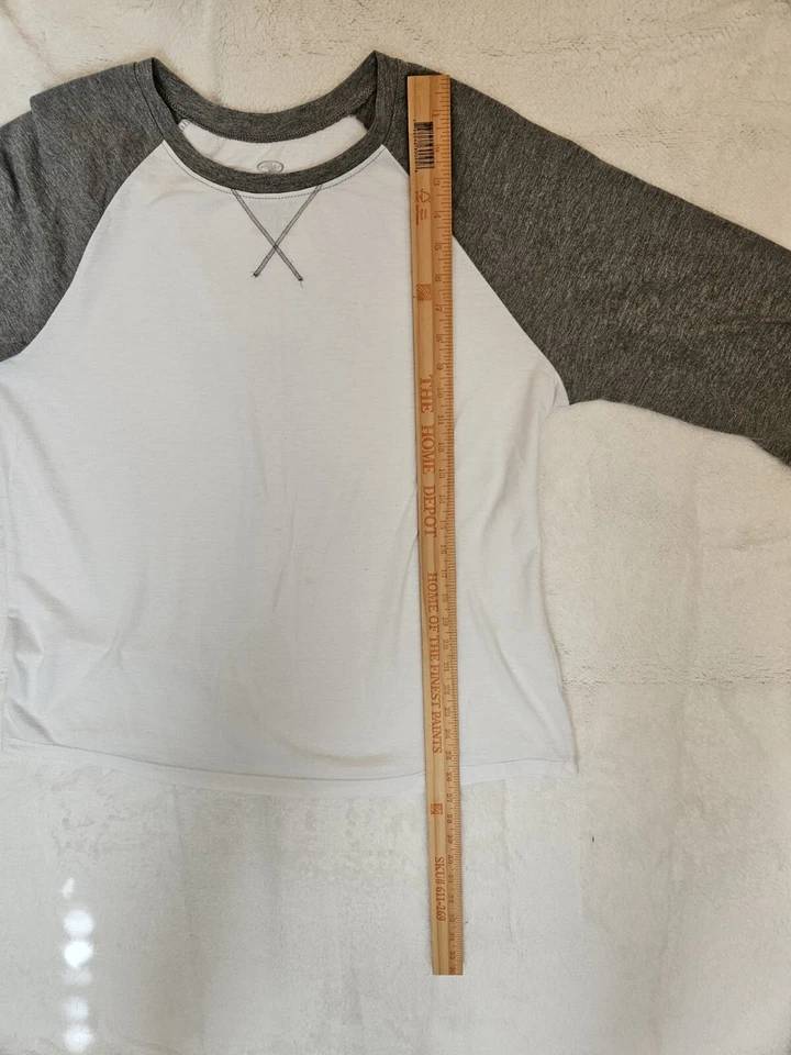 Athletic Works 80% Polyester 3/4 Sleeve White Gray Baseball Style Shirt XXL - Image 2 of 4