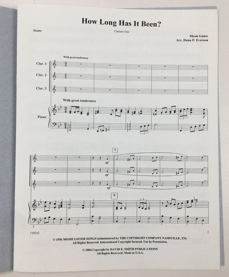 How Long Has It Been Clarinet Trio Piano Sheet Music by Dana F Everson Sacred - Image 2 of 4