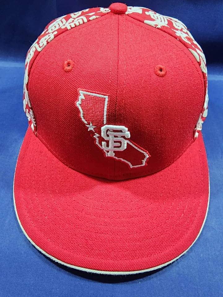 San Francisco Giants New Era Hat Red/White Fitted Wool Cap Size 6 7/8 - Image 2 of 4