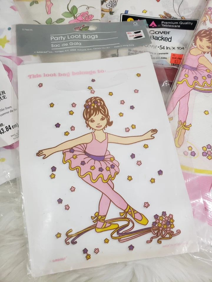 NEW Vintage Birthday Party Decor LOT Ballerina Ballet Dance TABLE CLOTH LOT 90s - Image 2 of 4