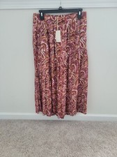 Garnet Hill Mila Crepe Pull On Skirt S Paisley Floral Pockets Cute Summer Maxi