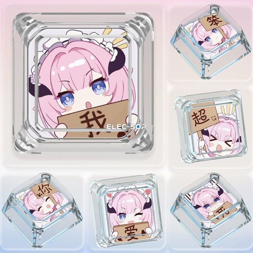 Anime Keycaps Honkai Elysia Clear Backlit Though Keycap for Cherry MX Keyboard