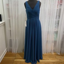 NWT JJ's House Ink A-line V-Neck Floor-Length Chiffon Bridesmaid Dress Size 10