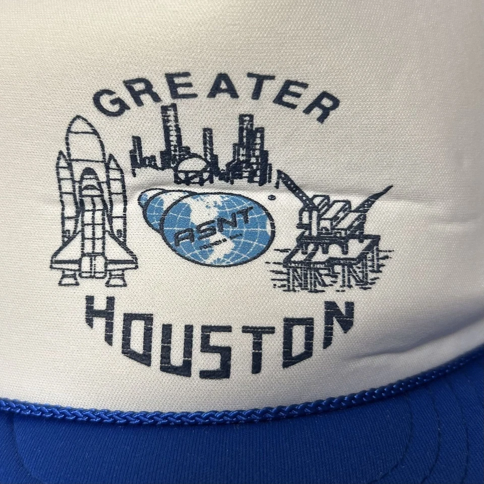 Nuevo de Lote Antiguo De Colección Años 80 Nissin Azul Malla CAMIONERO Sombrero ASNT Mayor HOUSTON Gorra Snapback Foto 2 de 4