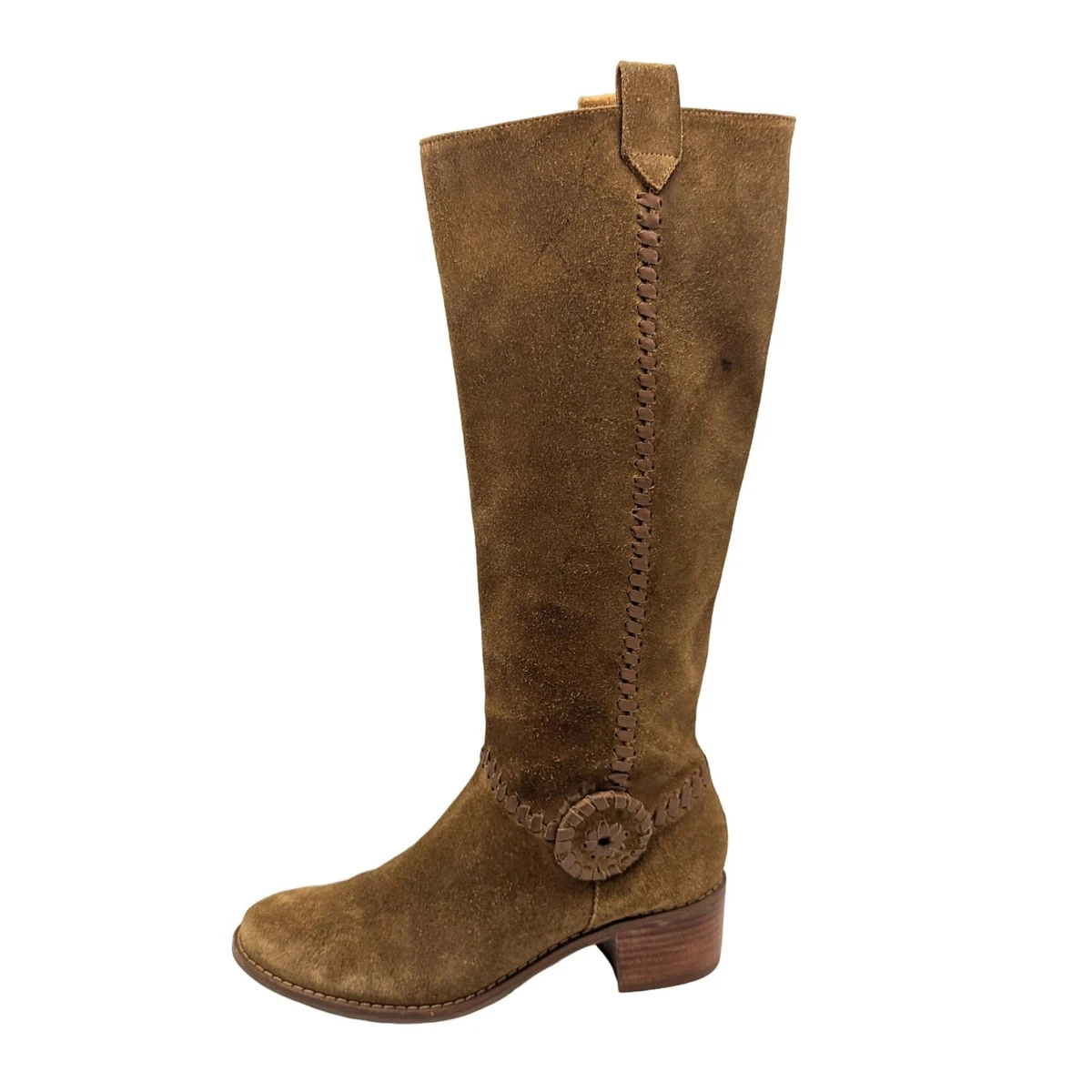 Jack Rogers SAWYER Tall Rawhide Leather Boots Brown Olive Knee High Size 6 M
