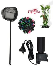 Aquarium starter kit, including Net, Filter pump, Gravel, and Plants