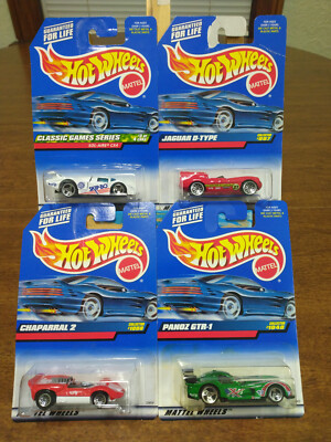 Hot Wheels 1999 Chaparral 2, Panoz GTR-1, Jaguar D-Type & Sol-Aire CX4 NIB
