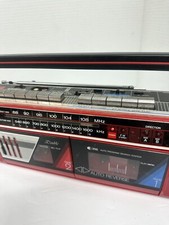 SHARP WQ-562 RED AM/FM STEREO RADIO DOUBLE CASSETTE RECORDER BOOMBOX