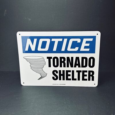 Emergency Sign Tornado Shelter Aluminum Not Reflective 10in X 14in - New!