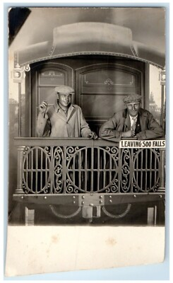 #ad c1910#x27;s Man Leaving Soo Falls Sioux Falls South Dakota SD RPPC Photo Postcard $13.48