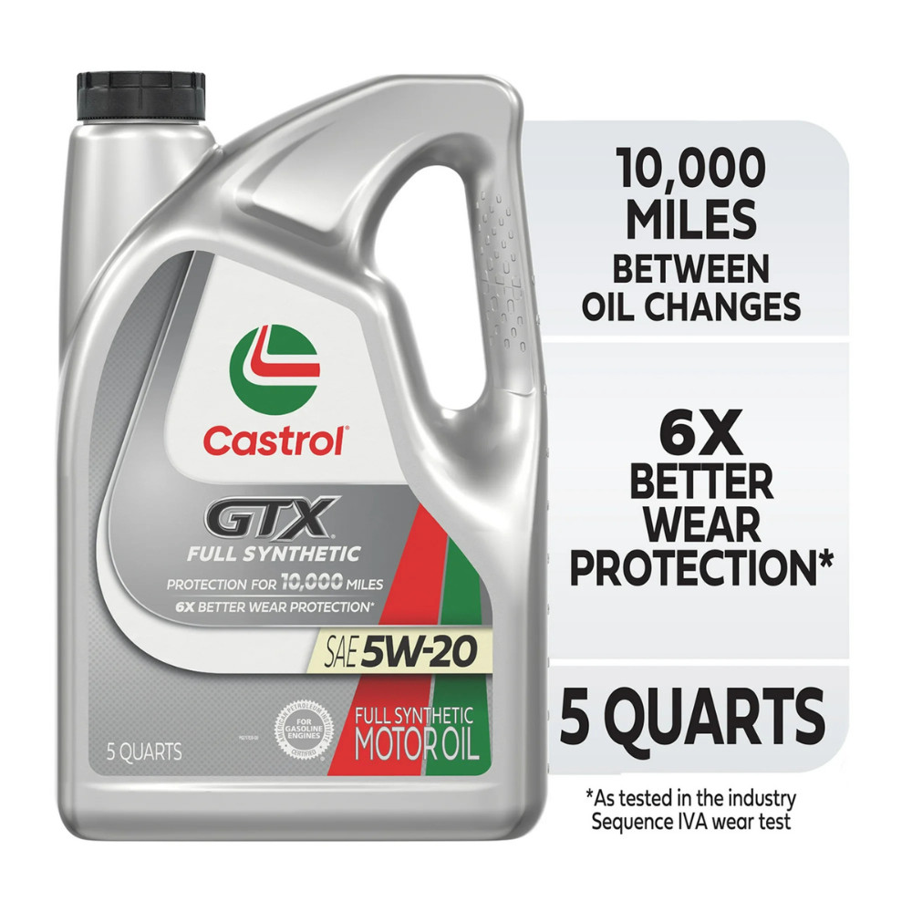 Castrol GTX Full Synthetic 5W-20 Motor Oil, 5 Quarts, Superior Engine Protection