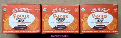 FOUR SIGMATIC FOCUS Organic Elixir - 20 Packets each BOX - EXP 1/28 - 3 BOXES