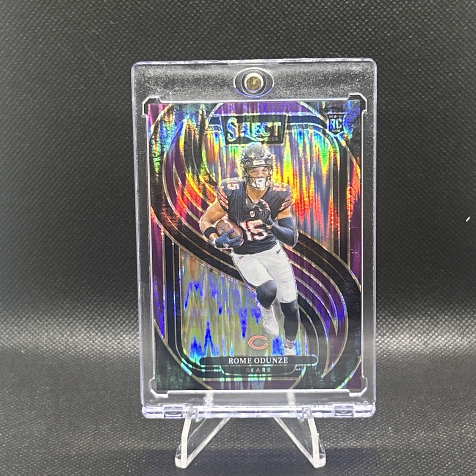 2024 Panini Select - Premier Level Rome Odunze #136 Purple Shock Prizm /360 (RC)