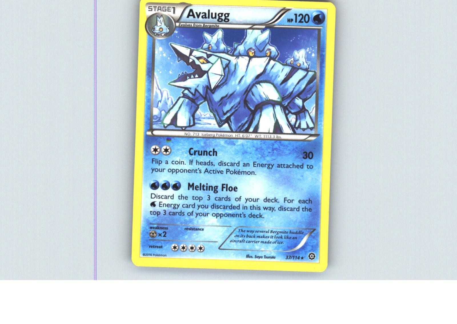 Avalugg 37/114 Rare Steam Siege Pokemon Near Mint