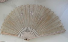 Antique Victorian Lace Hand Painted Cherubs Fan