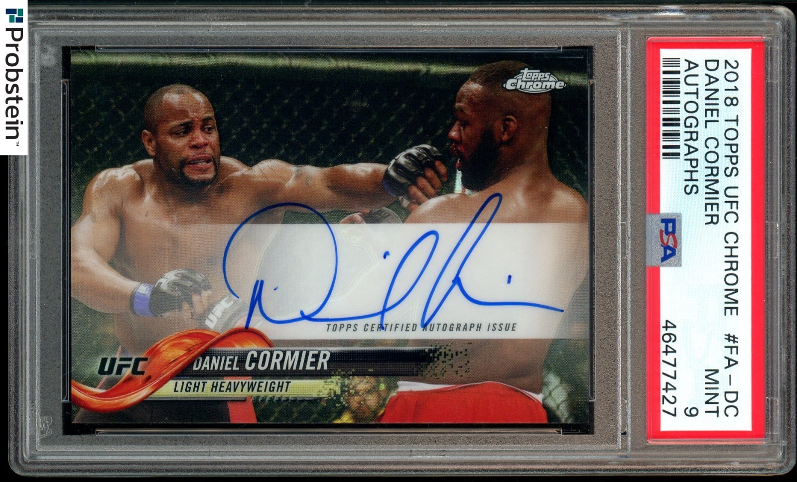 2018 Topps UFC Chrome Refractor Daniel Cormier AUTO PSA 9 MINT view 2