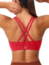 Women's Strappy Sports Bras Light Compression Crop Criss Cross Back Padded Wo...