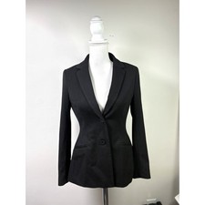 H M Women Black Fitted Two-Button Blazer Suit Jacket Size 2 EUR 34