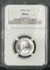 1964 D ** Washington Silver Quarter ** NGC MS66 **