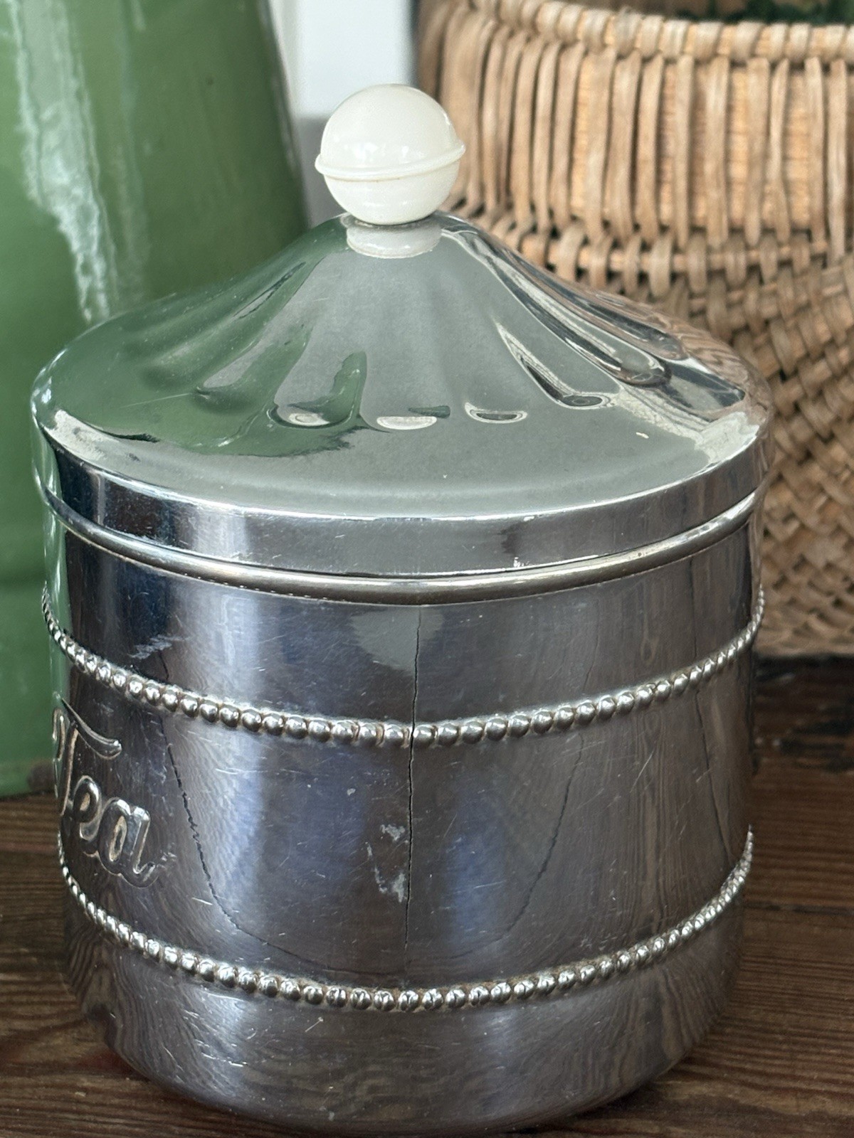 Vintage Celtic Quality Silver Plate Tea Caddy Container Made in England 5" h