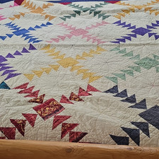 Patchwork Geometric Quilted Cotton Quilt Queen Multicolor/White 90x90"