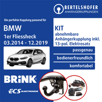FüR BMW 1Er Fliessheck Typ F20/F21 03.2014-12.2019 AHK Abn +13Pol Sp. E-Satz PKW