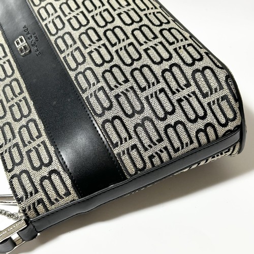 BALENCIAGA Logo BB Canvas and Leather Shoulder Bag, Beige and Black, D5797050c - Picture 5 of 15