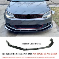 For Vw Jetta Mk6 Facelift Front Bumper Spoiler Lip Splitter Gloss Black 2015-18