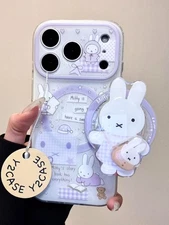 White Bunny Dream Mag Safe Holder+Case Cover For iPhone 17 Pro Max 16 15 14 Pro