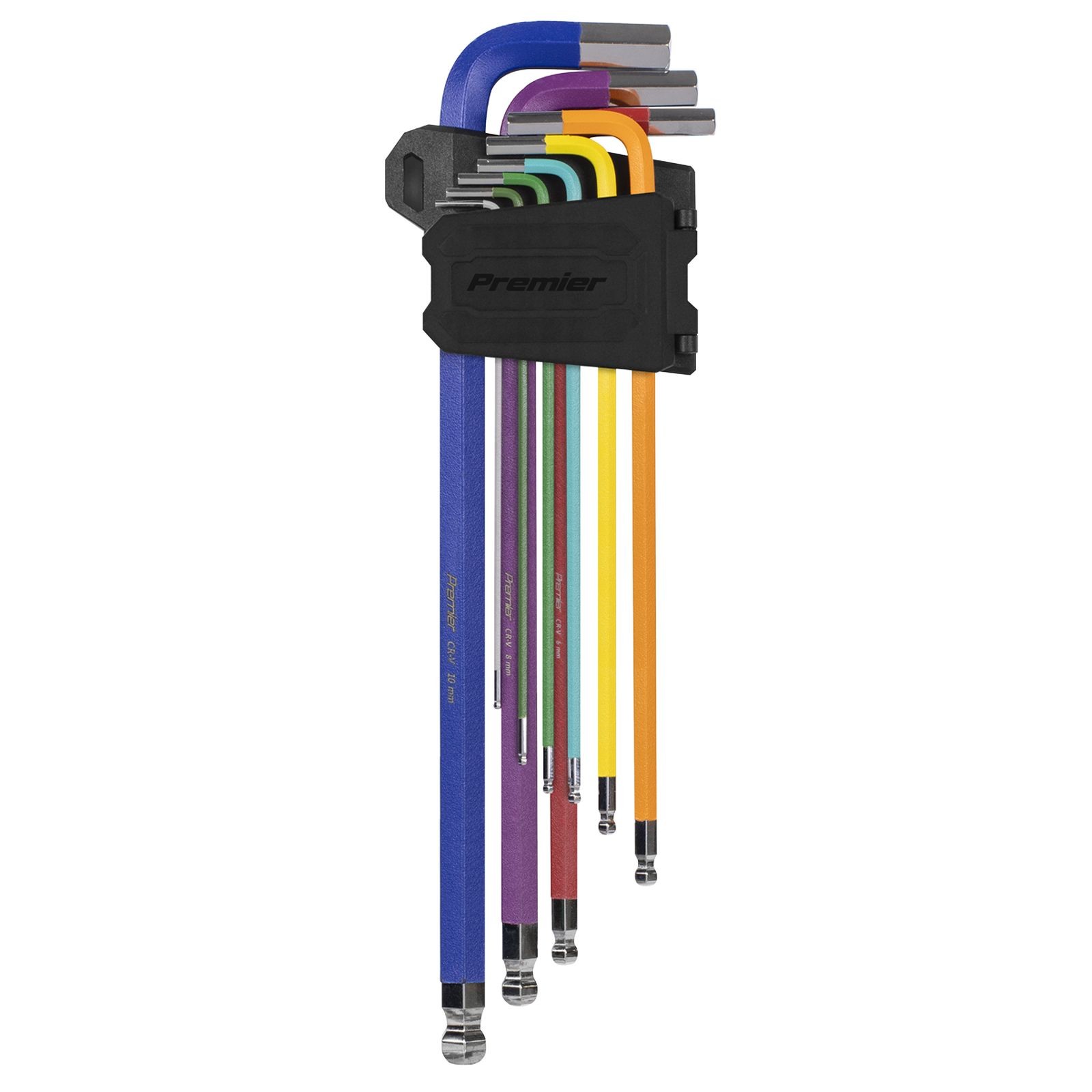 Sealey Ball-End Hex Key Set Extra-Long 9 Pieces Colour-Coded Imperial - AK7198