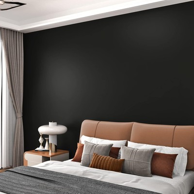 Matte black wallpaper, peel-and-stick roll, 15.8 inches x 394 inches