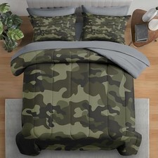 Comforter Set Queen Size, Army Camouflage Camo 7 Pcs Bedding for Kids and