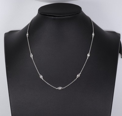 Nachlass echt Roberto Münze 18k Weißgold Diamant Collier 7 Stationen 16 Zoll