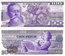 Mexico: $ 100 Pesos Carranza May 30, 1974 El Banco de Mexico UNC.