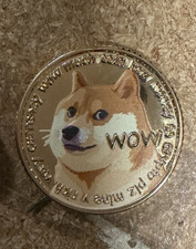 Dogecoin Doge Meme Collectible Coin Token Gold Tone Novelty Round WOW
