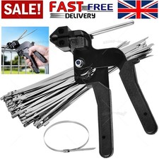 Heavy Steel Cable Tie Tool Set Stainless Steel Zip Tie Gun + 100pcs 300mm Cables