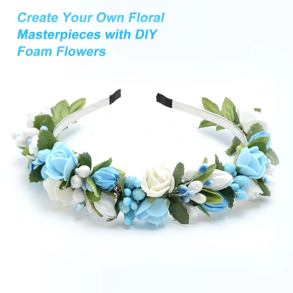 Cabezales de rosa de espuma 100 piezas 67 cm para accesorios artesanales hágalo usted mismo azul oscuro Foto 4 de 4