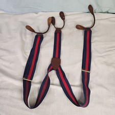 CAS, Vintage Button Suspenders Red and Blue Stripes, Made in Germany, Nice 